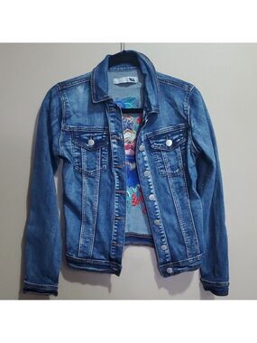 Blue Topuc Denim Jacket with Embroidered Back Size S